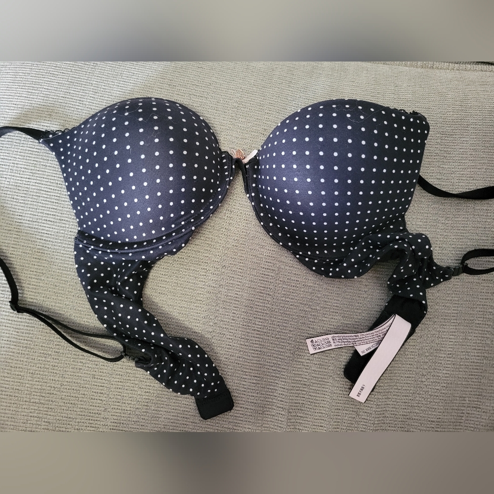 Used 34B Body by Victoria Push-Up Bra in Black with Polka dots